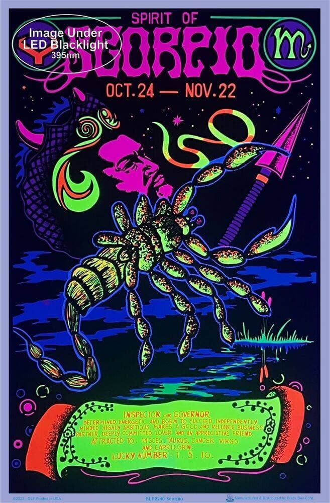 Scorpio Posters - Wholesale Poster - Scorpio Zodiac Sign Blacklight Poster 23" x 35"1