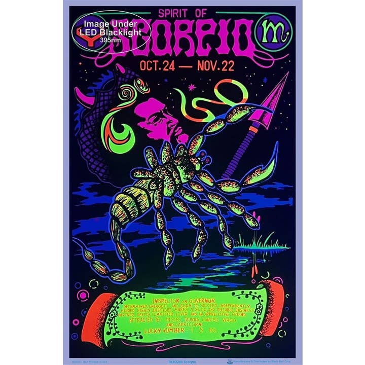 Scorpio Posters - Wholesale Poster - Scorpio Zodiac Sign Blacklight Poster 23" x 35"1