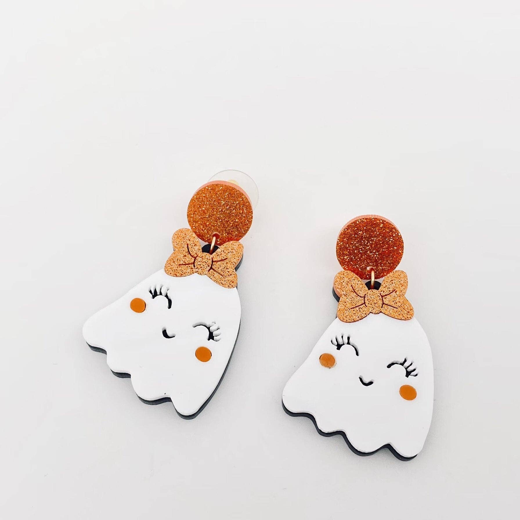 Mio Queena - Wholesale Dangle Earrings - Halloween Cute White Ghost Wear Bow Post Earrings1