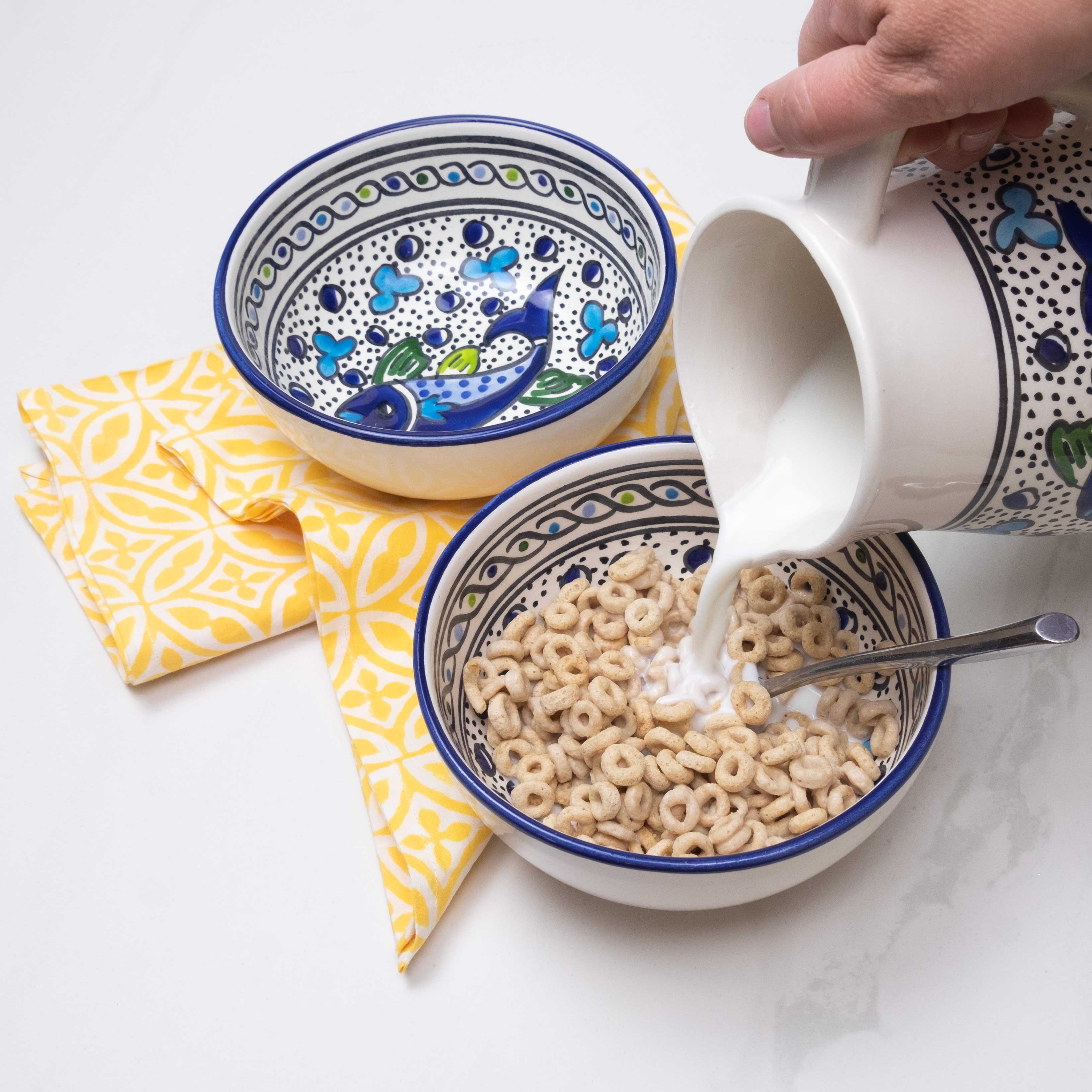 Sobremesa - Wholesale Bowl - Blue Fish Ceramic Cereal, Soup Bowl, Breakfast Bowl2