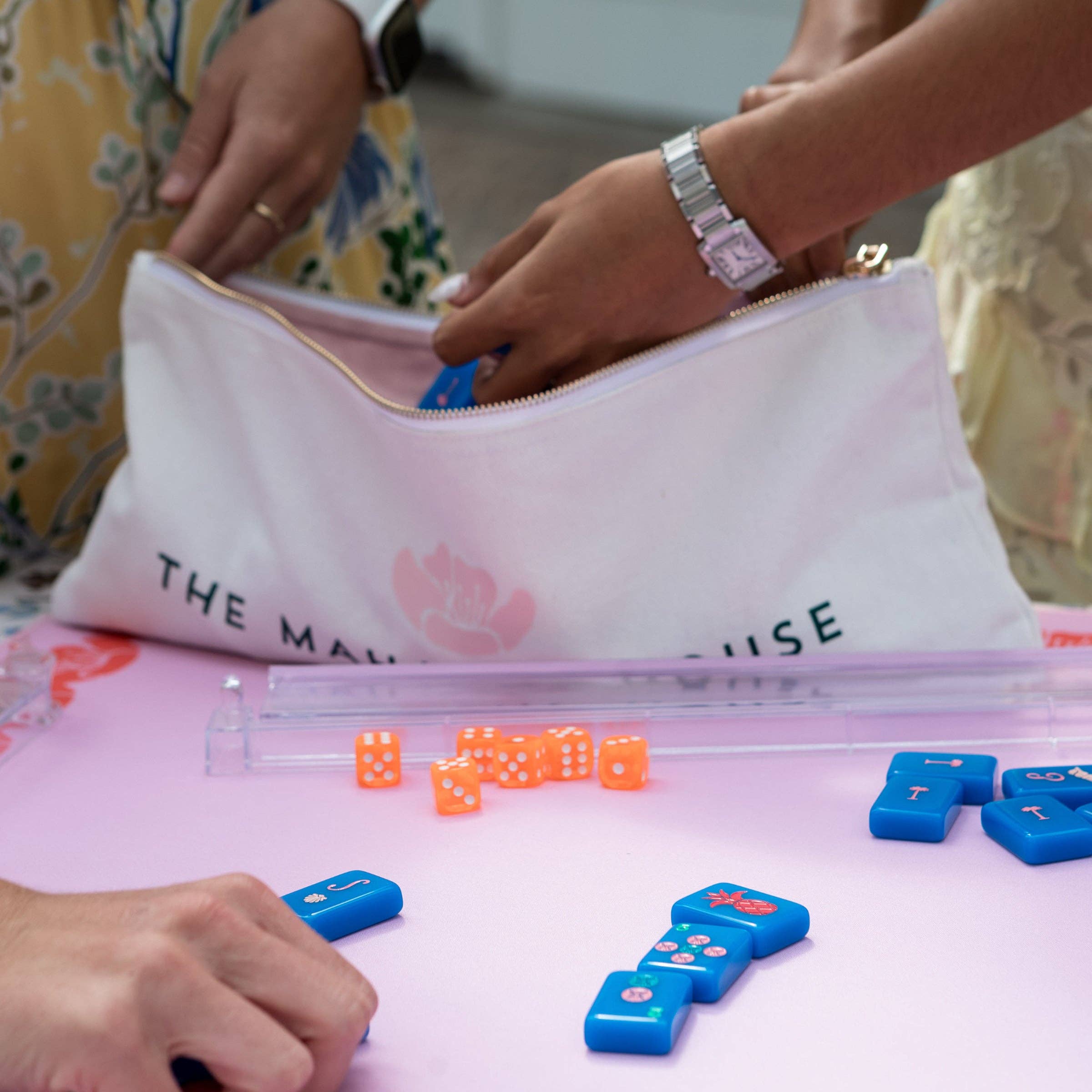 The Mahjong House – estojo - Mulher por atacado – Saco de Lona com Fecho de Correr e Azulejos3