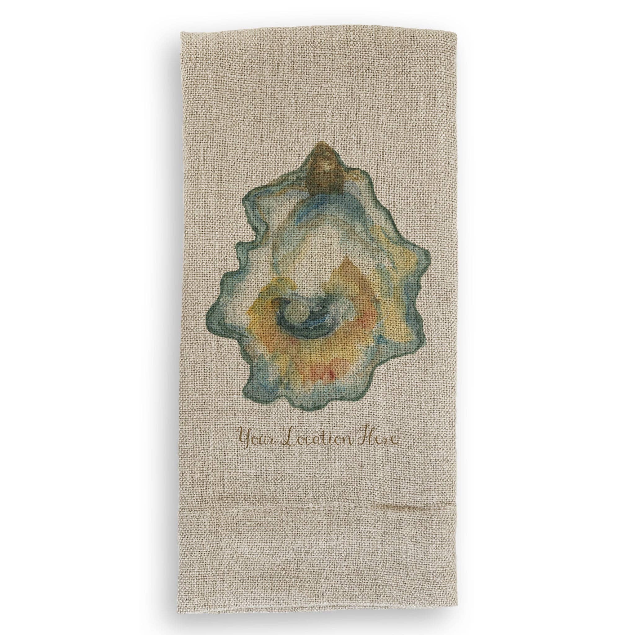 French Graffiti - Wholesale Tea Towel - Watercolor Oyster with Location1