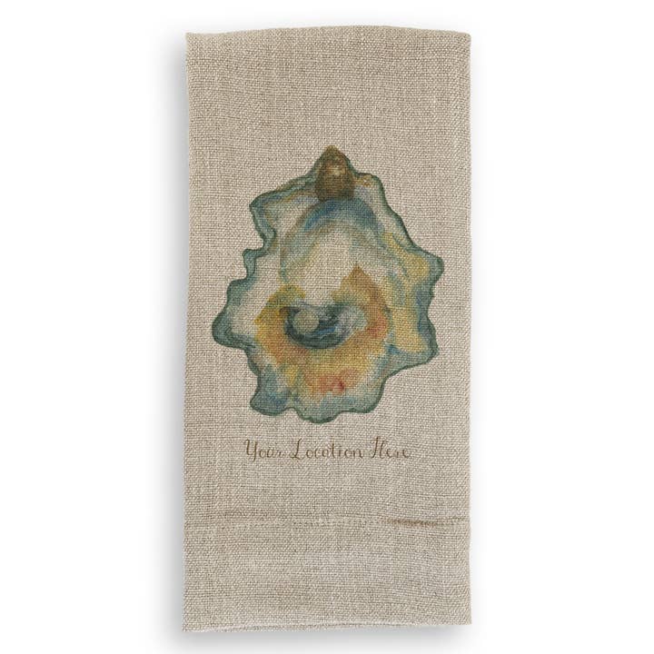 French Graffiti - Wholesale Tea Towel - Watercolor Oyster with Location1
