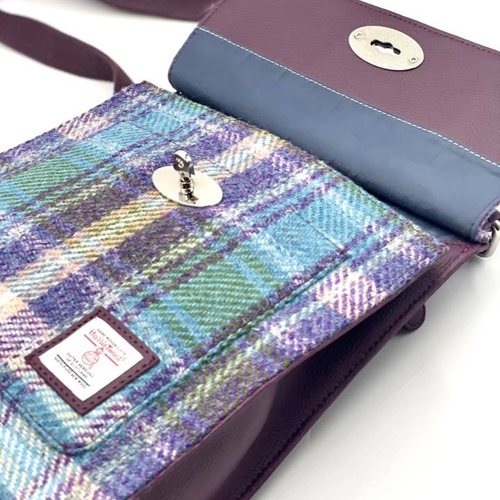 maccessori - Wholesale Satchel - Women's - Harris Tweed Satchel Bag Green/Purple Plaid5