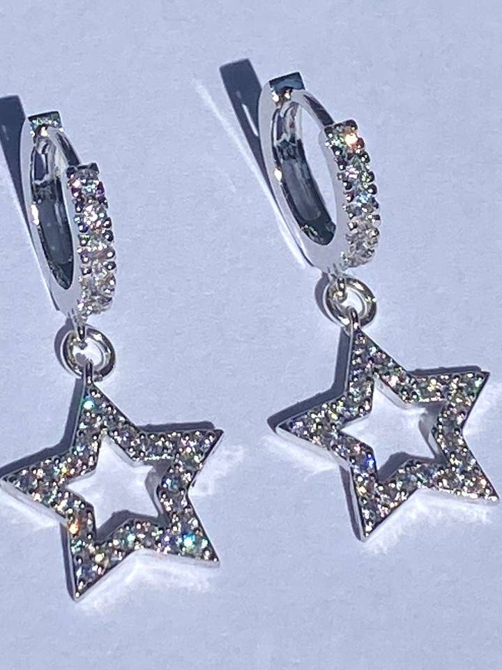 Crystal Star Huggies for wholesale by 23North Jewelry