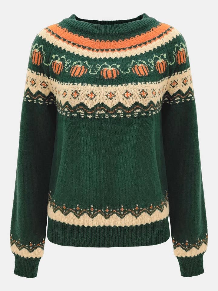 Rosa Clothing - Wholesale Knit Sweater - Women's - Western Vintage Halloween Pumpkin Sweater3