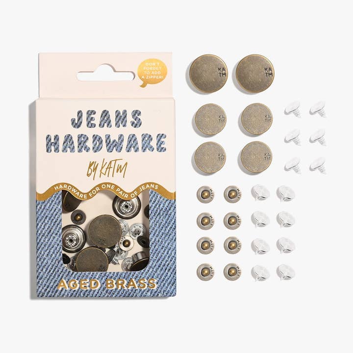 Jeans-Hardware-Kit | Antikes Messing für den Großhandel von Kylie and The Machine