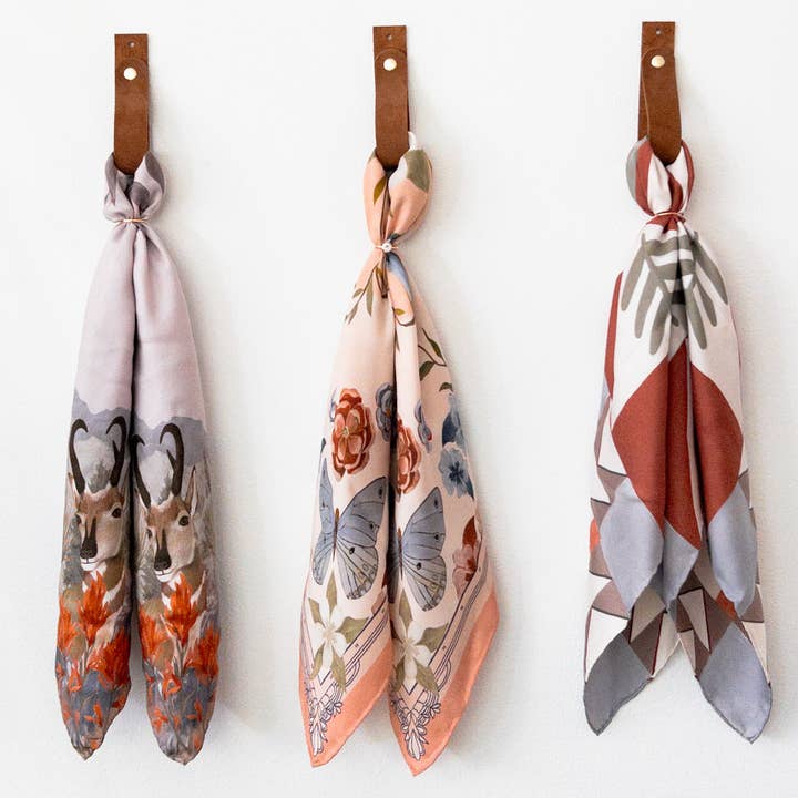 Scarf Display Hooks - Leather Wall Straps for wholesale by Matty Miller Studio