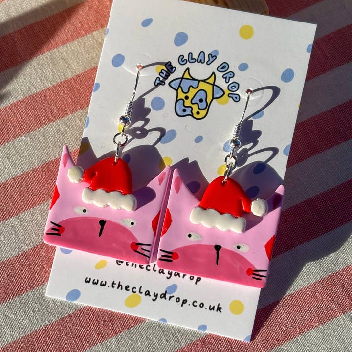 Christmas Cats - Pink for wholesale by The Clay Drop