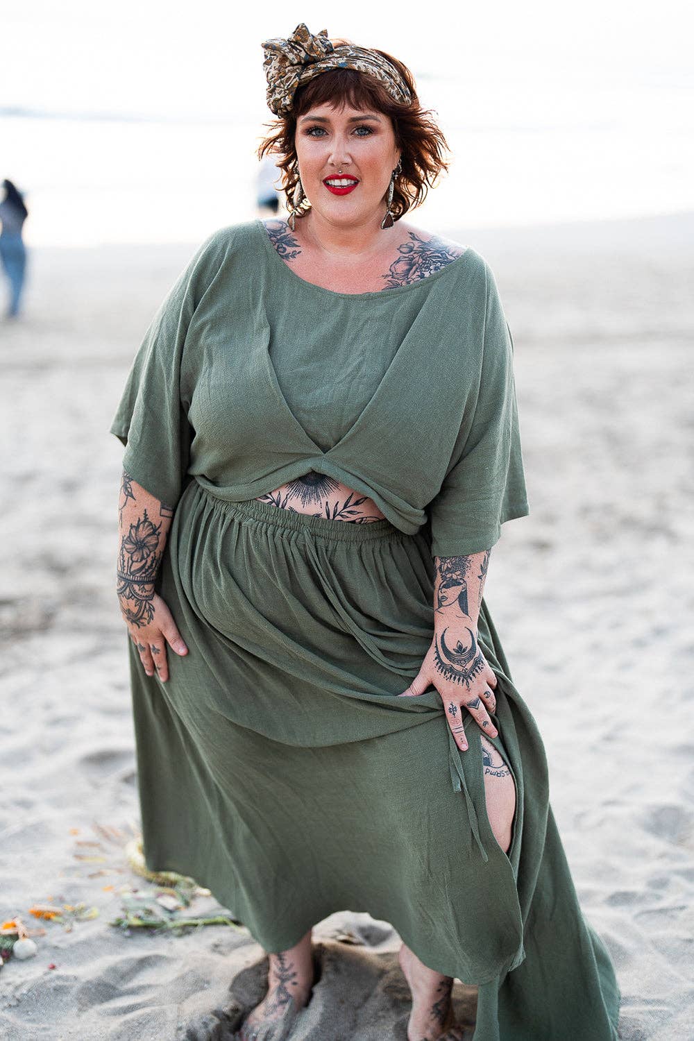 Jinx the label - Wholesale Blouse - Women's - Semoa Oversized Crop Top - Sage7