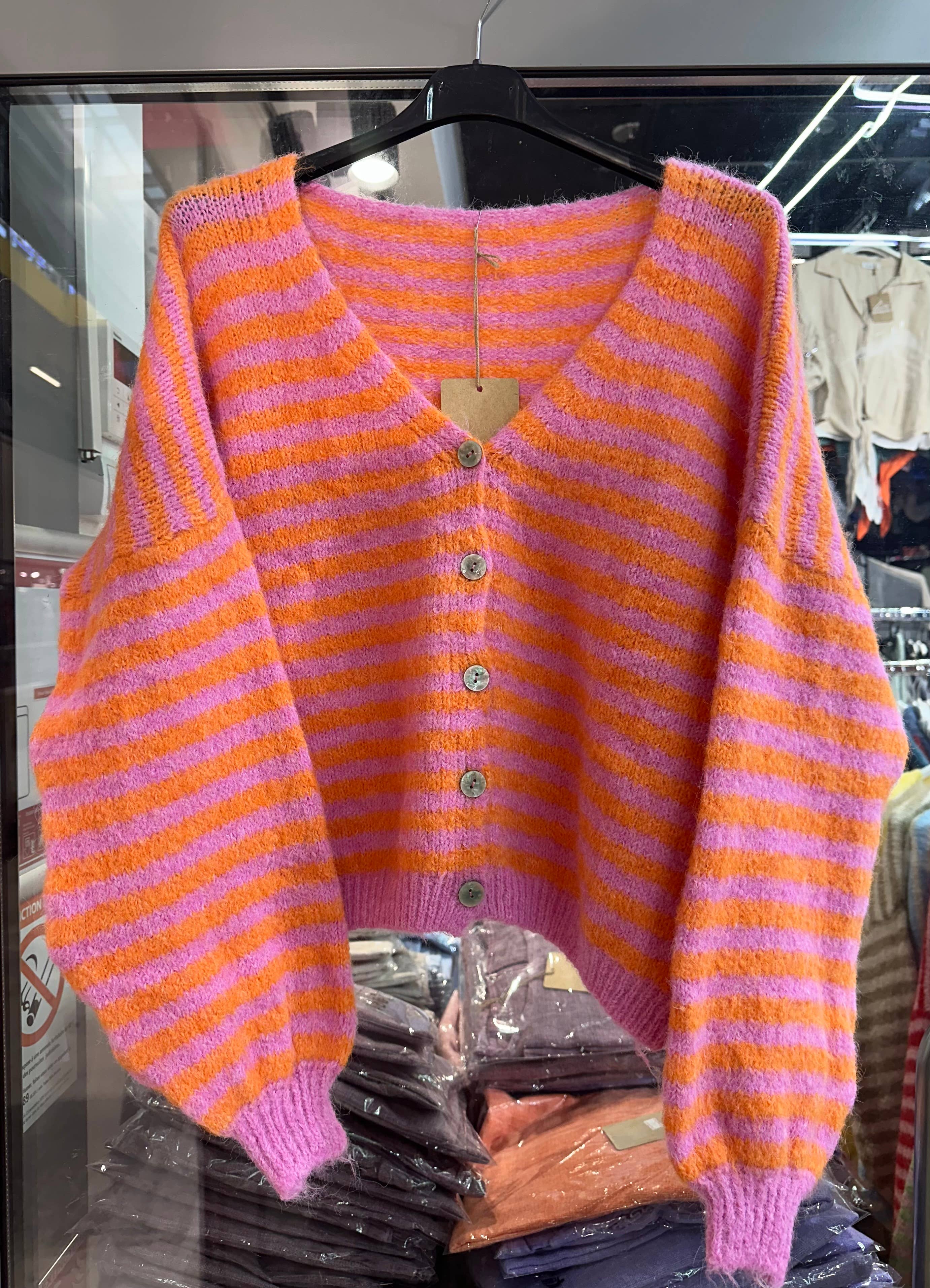 LÉA & LUC - Wholesale Cardigan - Women's - Striped cardigan REF. 5106216