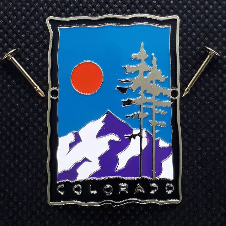 Fantastic Souvenirs, Gifts & Collectibles - Wholesale Lapel Pin/Button - Hiking Stick Medallion - CO Tree Mountain for Colorado