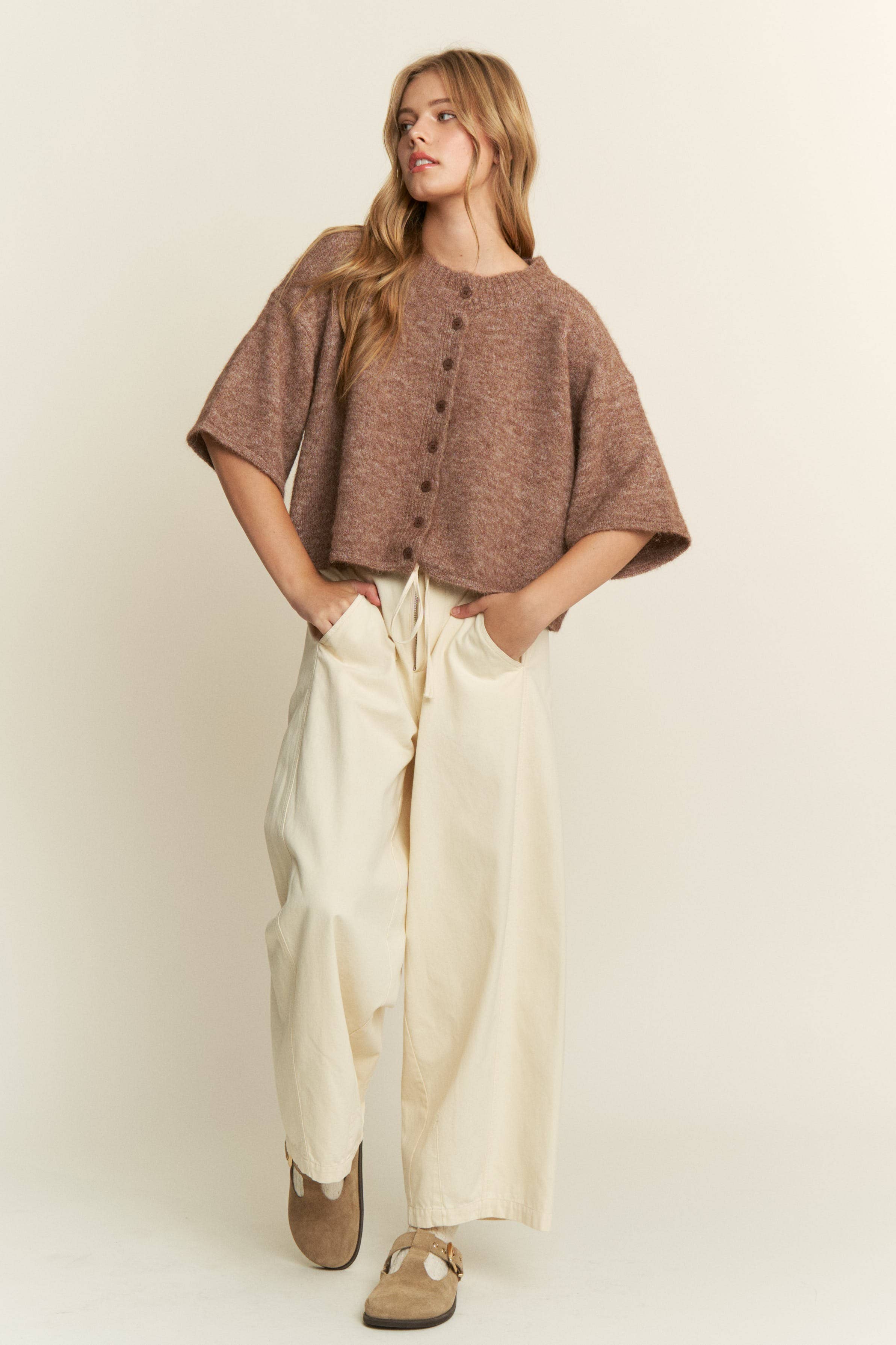 CANDESCENT - Wholesale Cardigan - Women's - Cropped Boxy Soft Knit Cardigan - LOU CARDIGAN41