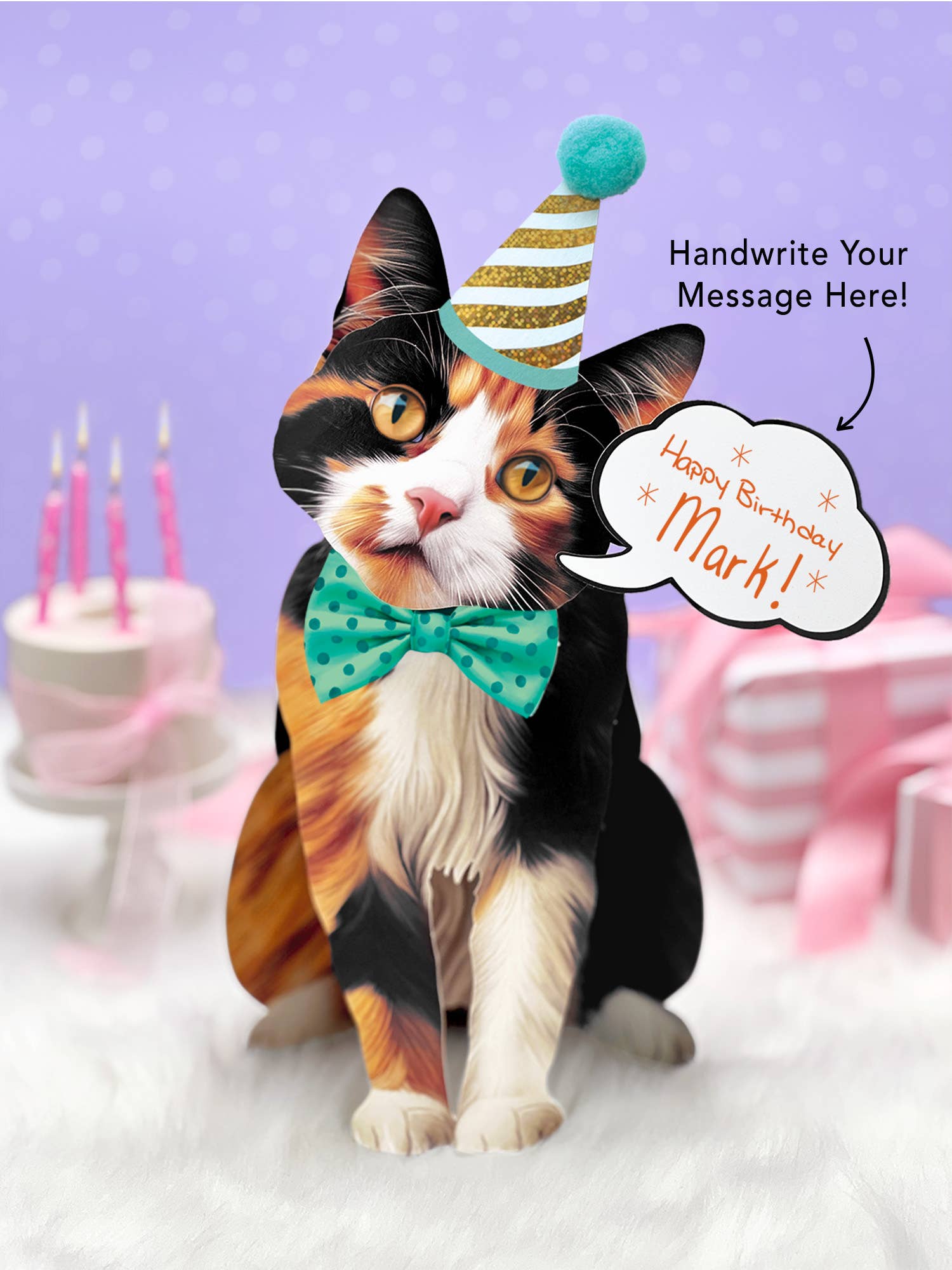 FreshCut Paper LLC – wholesale Everyday greeting card – Calico Cat (6 Pop-up Greeting Cards)3