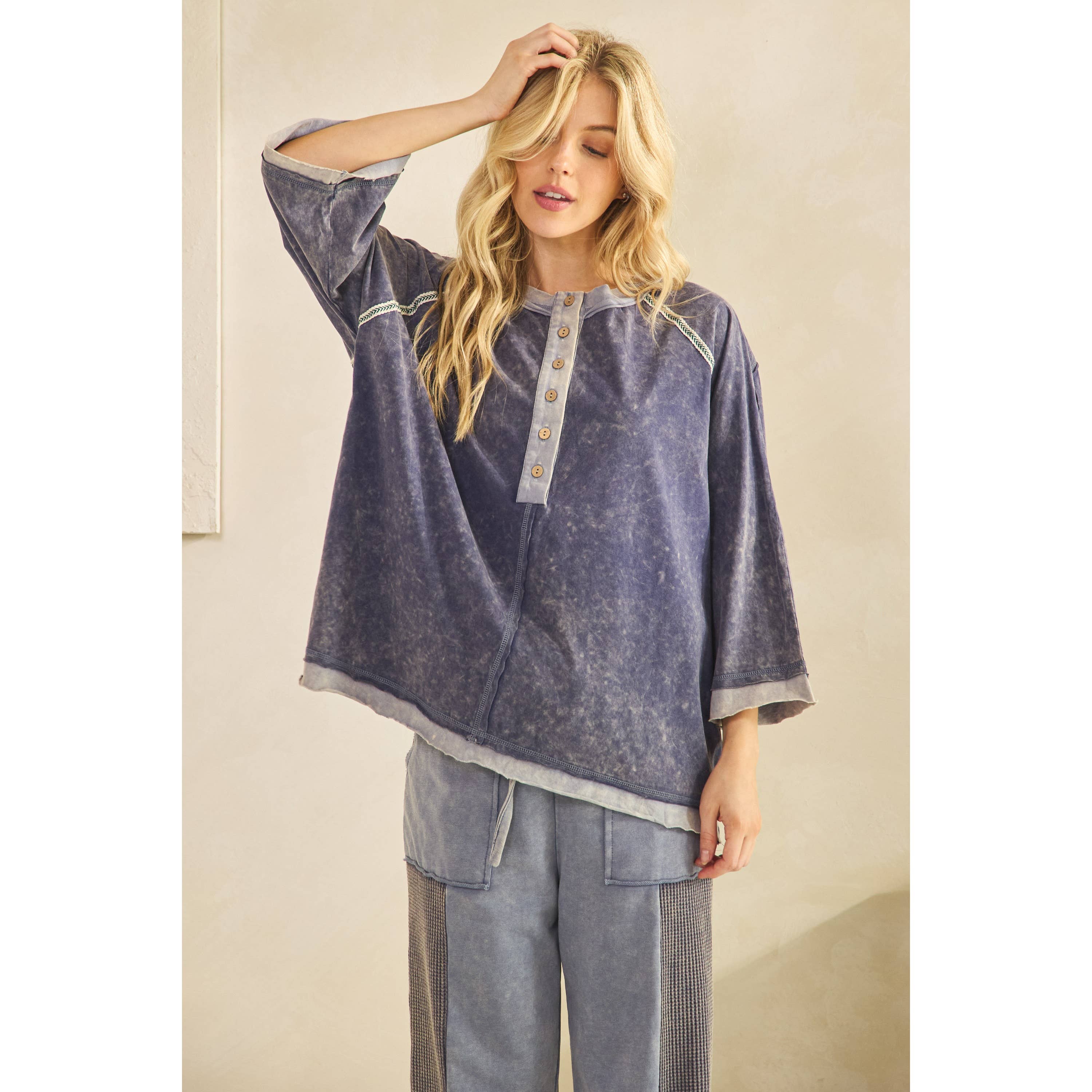 Flåde MINERALVASKET HENLEY PULLOVER (ST7890) for engroshandel på Faire3