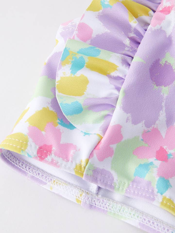 Rylee Faith Designs - Wholesale Two Piece Swimsuit - Kids - "Purple Flowers" Girls' Boutique Swimsuit