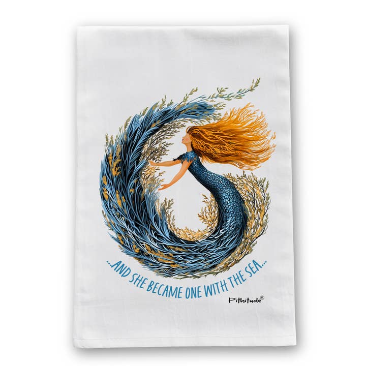 Coral Mermaid Dish Towel for wholesale by Pithitude