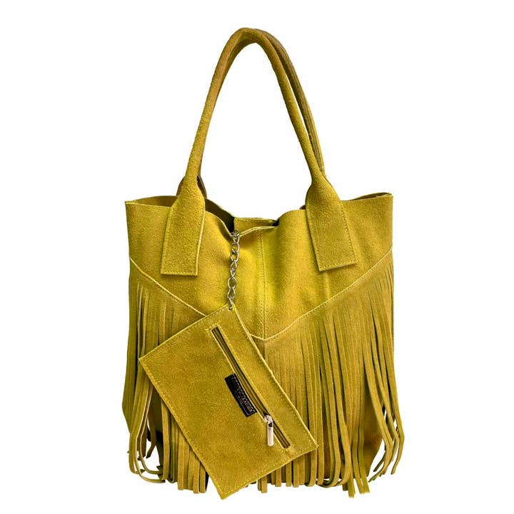 MODARNO - Wholesale Shoulder Bag - Women's - Modarno women's shopper bag in genuine suede with fringe plu13