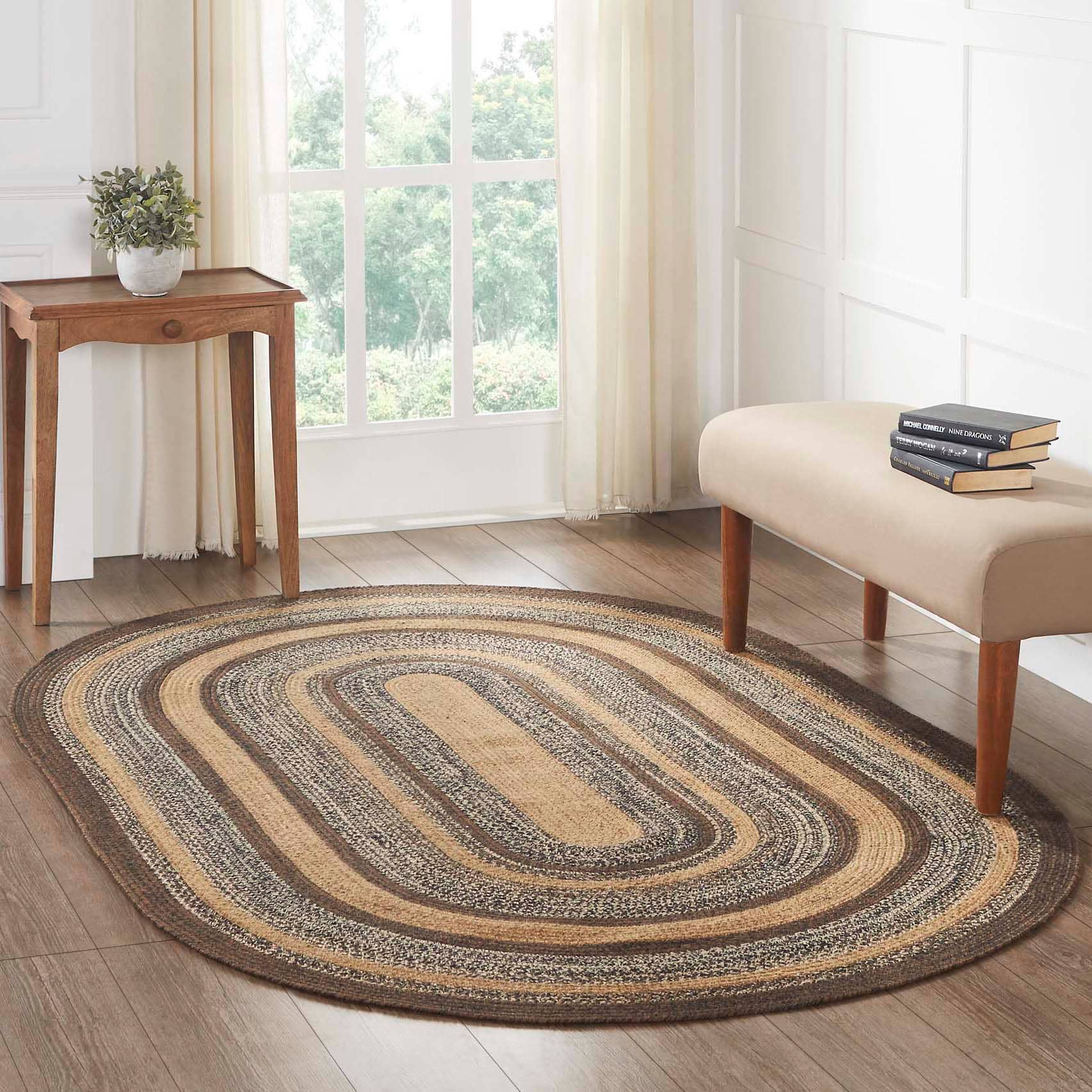 VHC Brands - Wholesale Area Rug - Espresso Jute Rug Oval w/ Pad 60x960