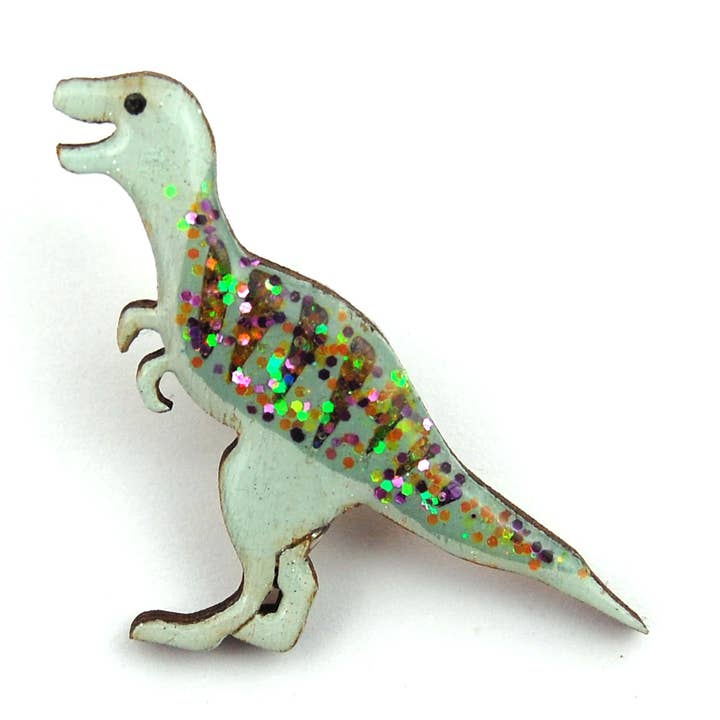 Tyrannosaurus T-Rex Dinosaur - Green (Pin Badge or Necklace) for wholesale by Bekbek Makes