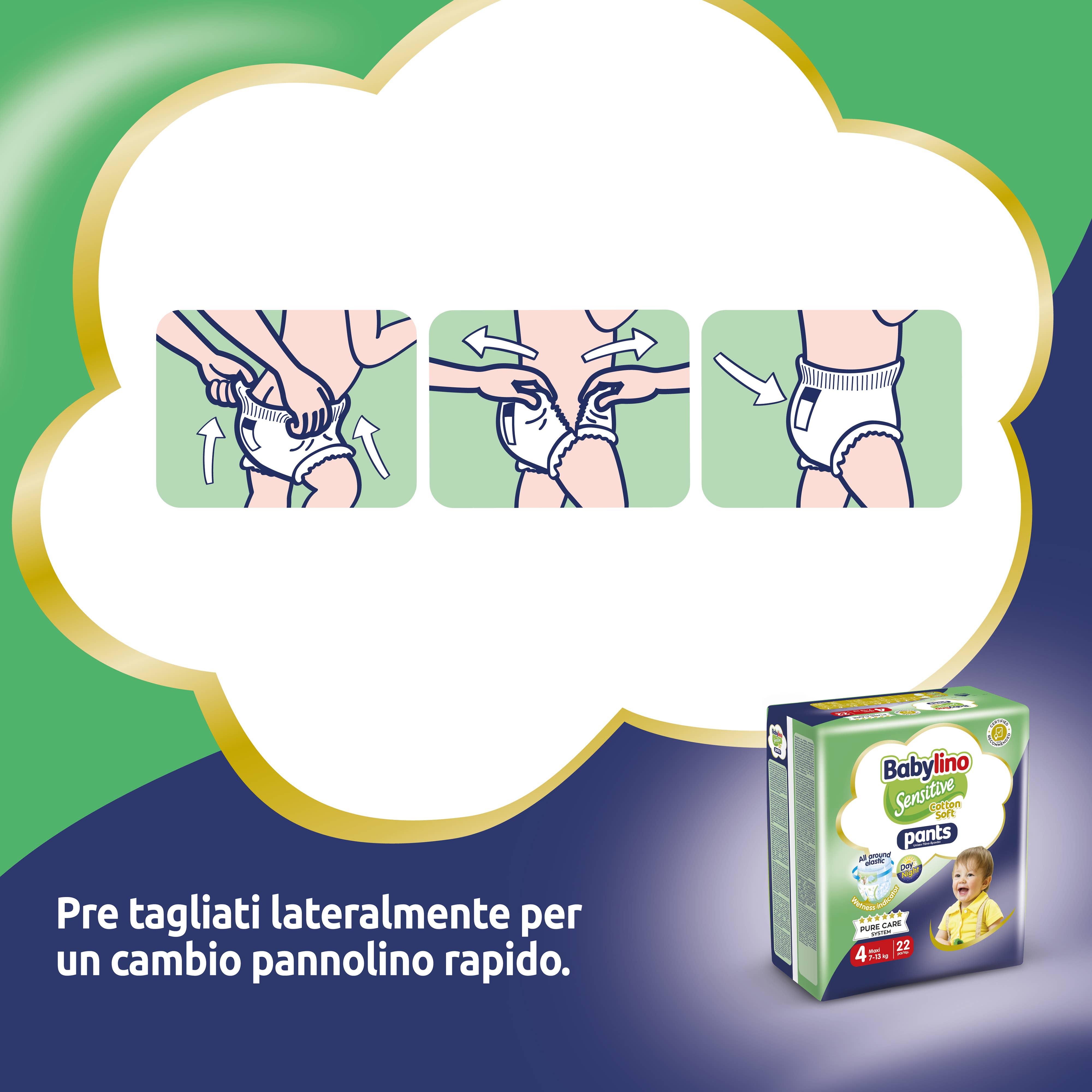 Babylino – Großhandel Windel (nicht aus Stoff) – Baby – Babylino Sensitive Cotton Soft, Windelhöschen Größe 4, 22 Stück5