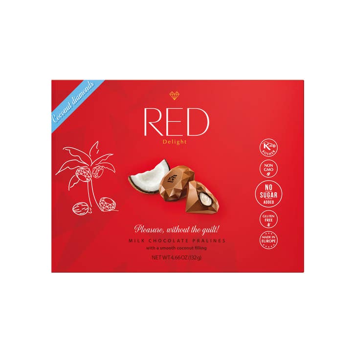 RED Chocolate - Wholesale Chocolate Covered Sweets - Red Diamond Milk Chocolate truffles with Coconut Filling
