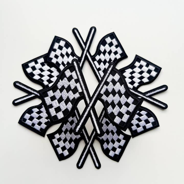 Checkered Race Flag Hat Patch for wholesale by Modern Kane