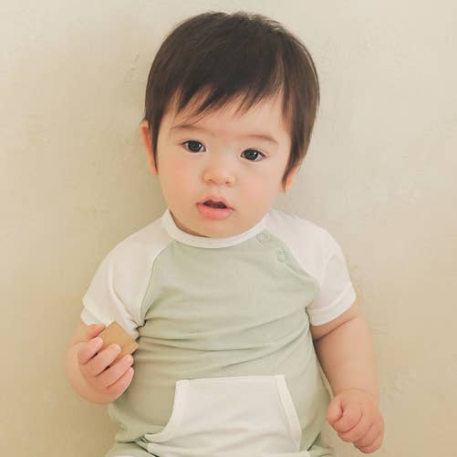 Bamboo Smile Mint Baby Romper for wholesale by Vaenait Baby