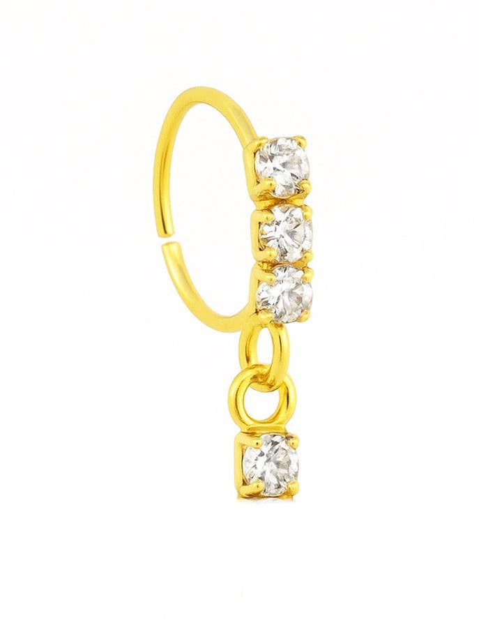 3 Stone Dangle Gold Nose Ring For a Pierced Nose for wholesale by Ava’s Accessory Box