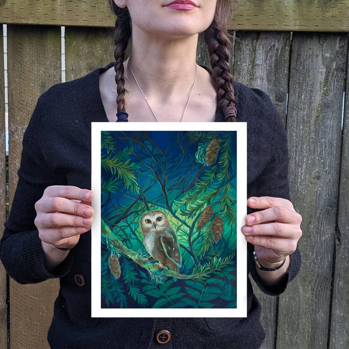 Marigold Art Studios - Wholesale Art Print - Northern Saw-Whet Owl Art Print 2