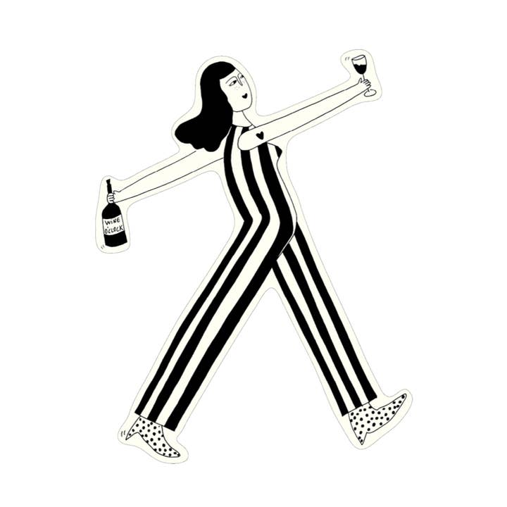 vinyl sticker wine o'clock for wholesale by helen b
