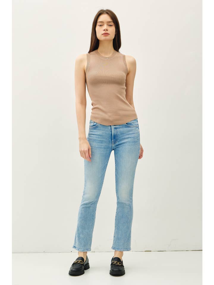 Be Cool - Wholesale Tank Top - Women's - ROUND NECK SLIM SLEEVELESS KNIT RIBBED TANK TOP