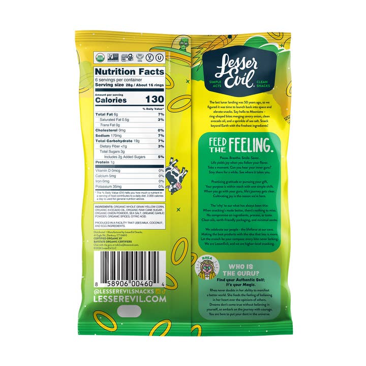 LesserEvil - Wholesale Puffed Snack - Moonions, Intergalactic Onion 6oz