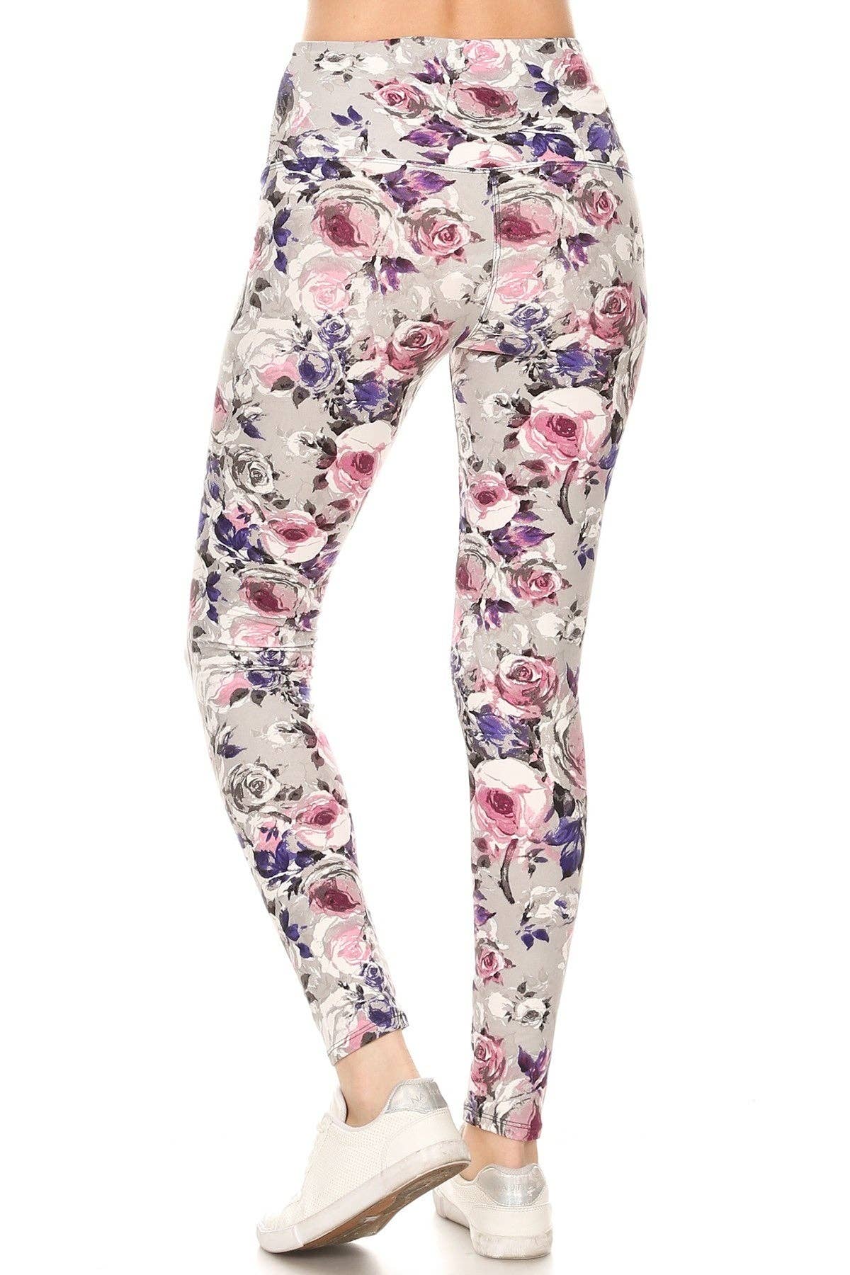 CC Wholesale Clothing - Vendita all'ingrosso Leggings sportivi/loungewear - Donna - Legging lavorato a maglia con stampa floreale foderata in stile yoga lungo 5 pollici con vita alta1