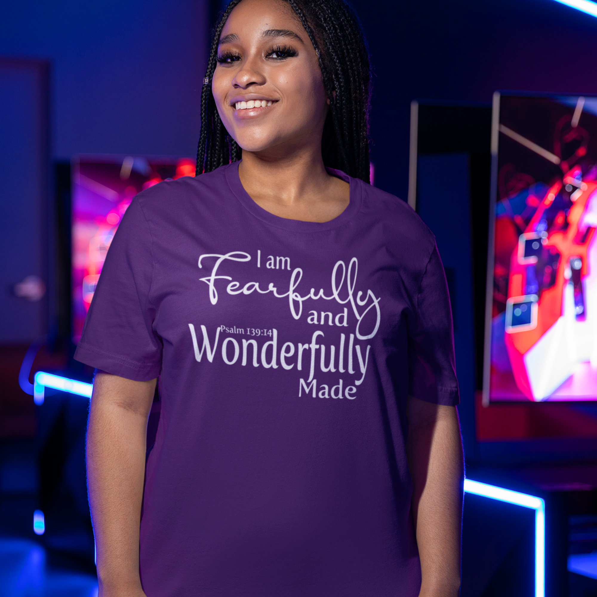 Love Ann Joy Apparel, LLC - Wholesale Screen Printed T-Shirt - Women's - Fearfully & Wonderfully Made Bible Verse Christian T-Shirt1