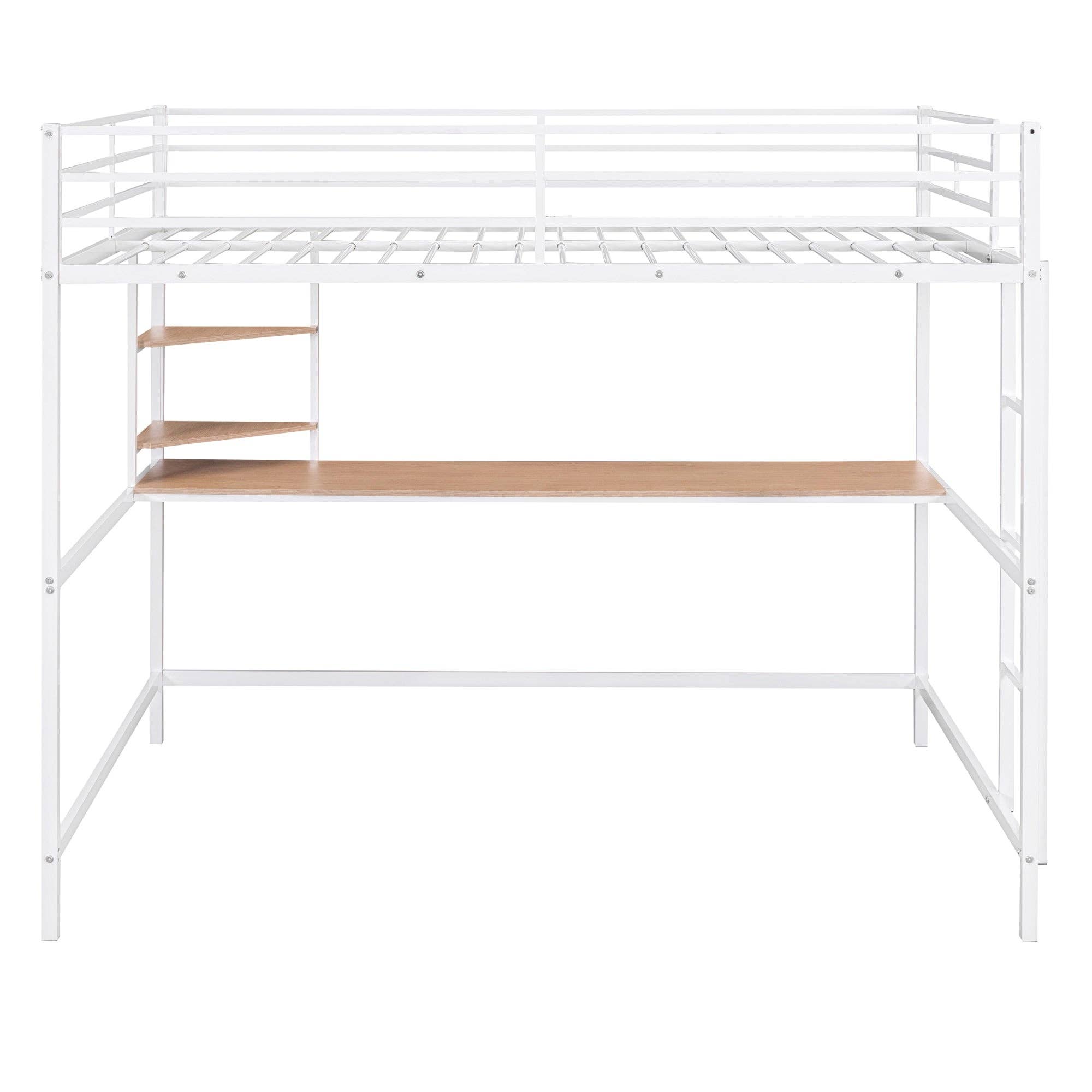 VTNG50 - Wholesale Bed - Full Metal Loft Bed with Desk and Shelve, White3