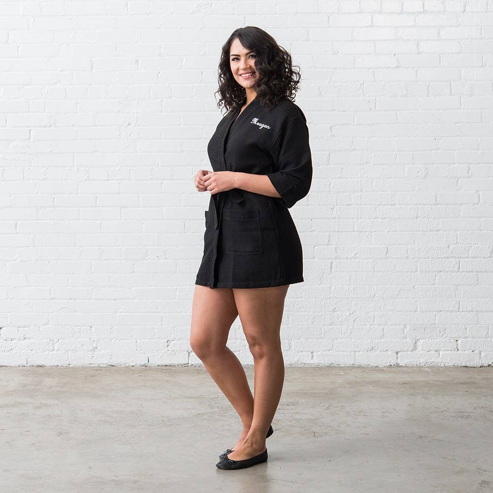 Weddingstar Inc. - Wholesale Robe - Women's - Women's Waffle Spa Robe - Black1