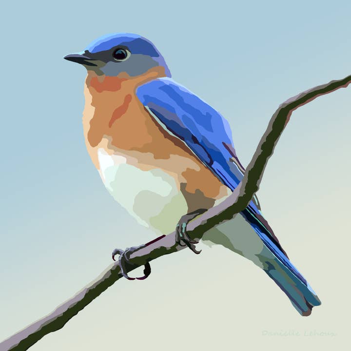 Impression d'art Bluebird de l'Est pour la vente par Lehoux Art