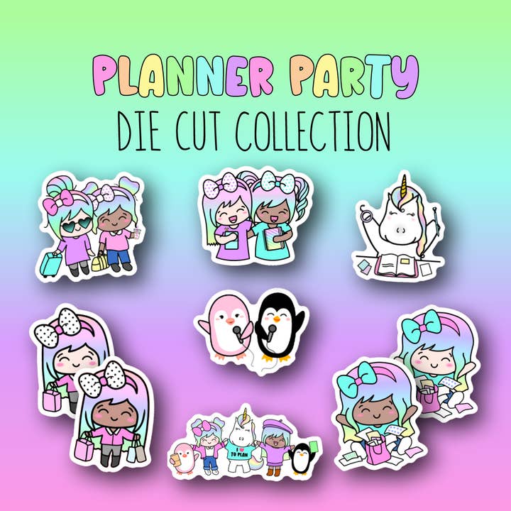 Planner Party Sticker DIE CUT Collection for wholesale by Shine Sticker Studio