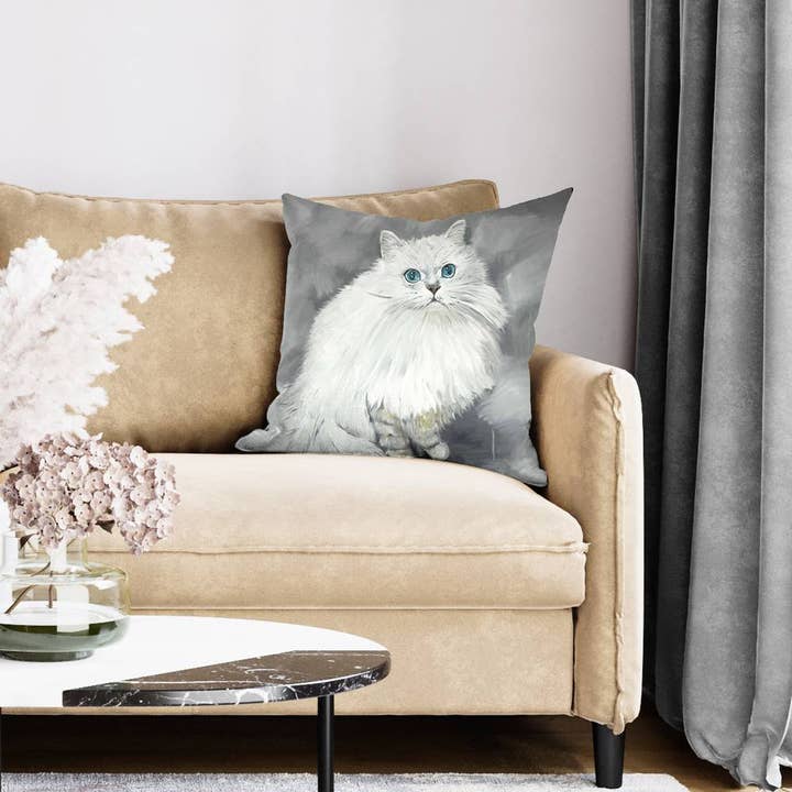 Gul Chinchilla persisk katt | Invändig kudde 20 ”x 20" för wholesale på Faire