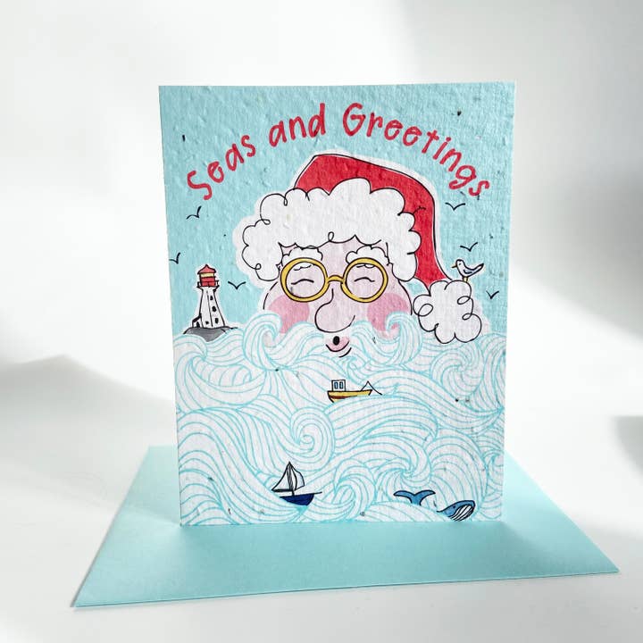 Seas & Greetings plantable card for wholesale by Jill+Jack Paper