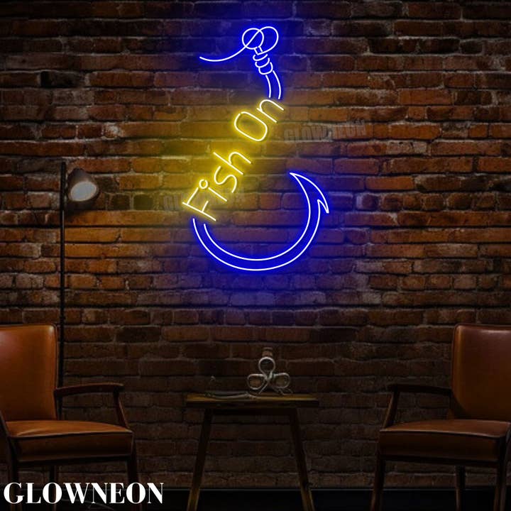 Glow Neon - Wholesale Neon Sign - Fish Hook Led Wall Art, Fishing Club Open Neon Wall Decor2