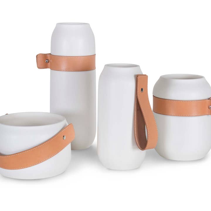 Set/4 Ceramic Vases, White, Handmade by Lusitanus Home for wholesale by Lusitanus Home