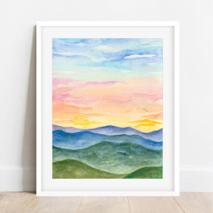 Blue Ridge Sunset Print for wholesale by Catelyn Kelsey Designs