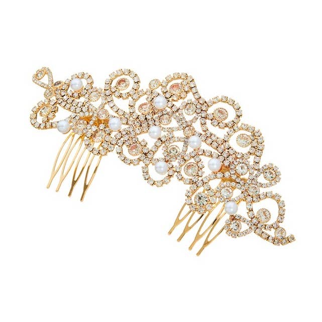 CZ PEARL BRIDAL HAIR COMB for wholesale by Girly