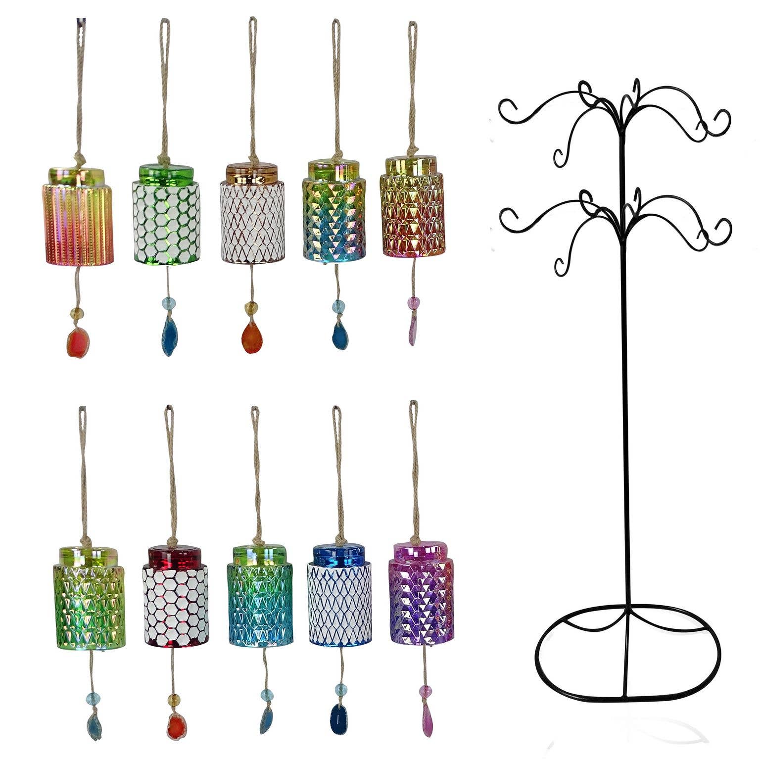 Alpine Corporation - Wholesale Wind Chime - Alpine Corporation Glass Bottle Windchime with Metal Stand0