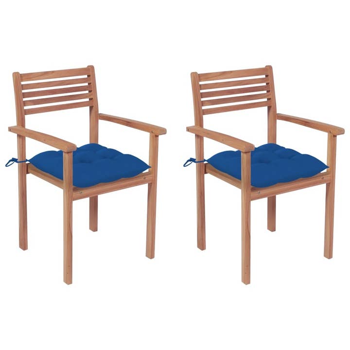Patio stoelen set van 2 blauwe kussens, teak houtkleur voor wholesale door American Smart