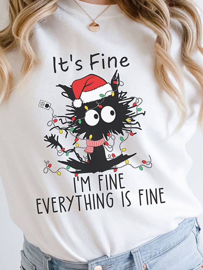 UNISHE - Wholesale Graphic Sweatshirt - Women's - Funny cat Christmas Sweatshirt STC189D022
