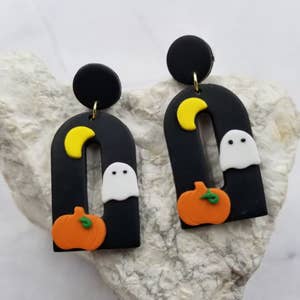 Fall Favorite Dangles Polymer Clay Witch Hat Pumpkin Ghost Earrings  Statement Earrings Orange White Black Shimmer Autumn Halloween -  Hong  Kong