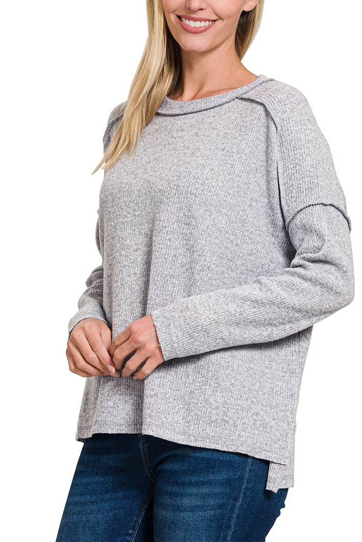 Vanilla Monkey - Wholesale Pullover-trui - Dames - Hacci Hi-low trui met geborstelde geribbelde details11